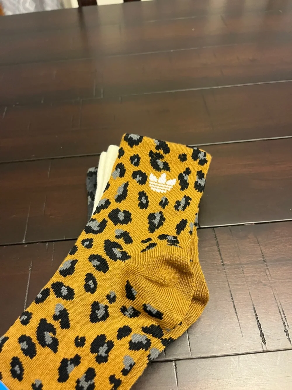 Adidas Leopard Cheetah Socks 3 Pack High Quarter Medium Womens Shoe Size 5-10